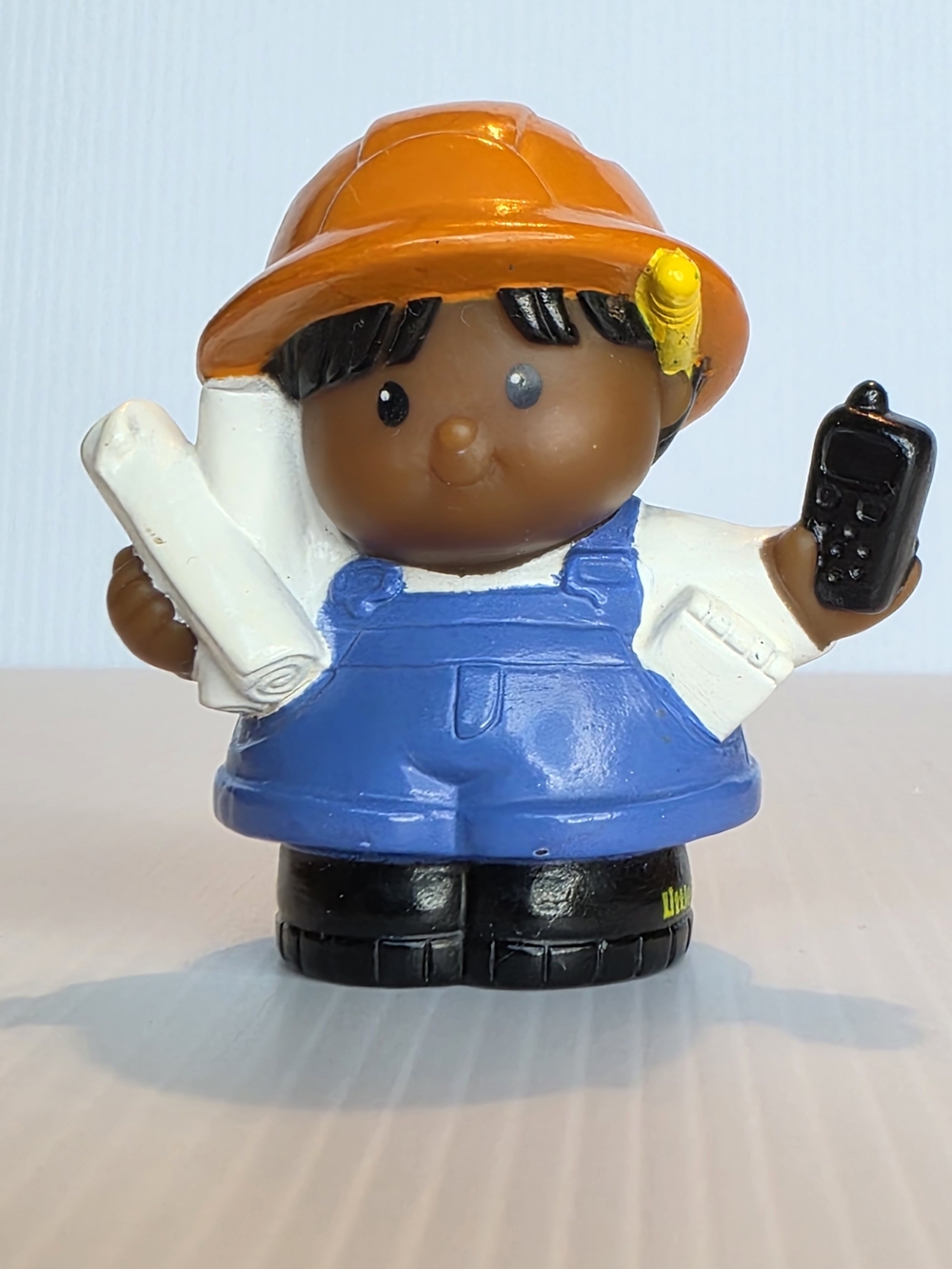 Construction Crew Play Figure - Blue Overalls & Orange Hard Hat FP Little People